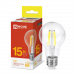 Лампа светодиодная LED-A60-deco 15Вт 230В Е27 3000К 1480Лм прозрачная IN HOME