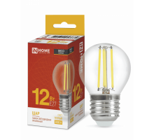 Лампа светодиодная LED-ШАР-deco 12Вт 230В Е27 3000К 1350Лм прозрачная IN HOME