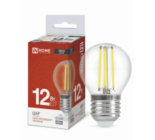 Лампа светодиодная LED-ШАР-deco 12Вт 230В Е27 4000К 1350Лм прозрачная IN HOME