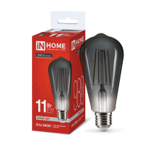 Лампа светодиодная LED-ST64-deco smoky 11Вт 230В E27 4000K 980Лм дымчатая IN HOME