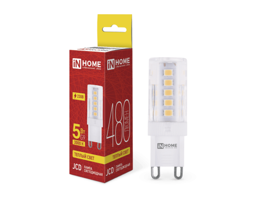 Лампа светодиодная LED-JCD 5Вт 230В G9 3000К 480Лм IN HOME