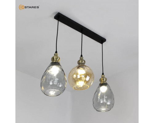 Светильник ZAR line 1R20V 3xE27-640x1100-BLACK/GOLD/CLEAR-220-IP20