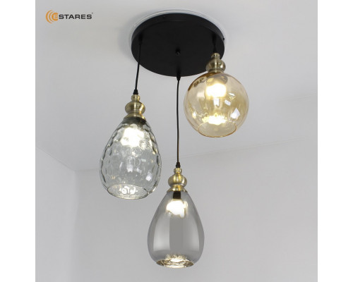 Светильник ZAR round 1R2OV 3xE27-450x1100-BLACK/GOLD/CLEAR-220-IP20
