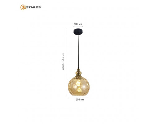 Светильник ZAR round 1R2OV 3xE27-450x1100-BLACK/GOLD/CLEAR-220-IP20