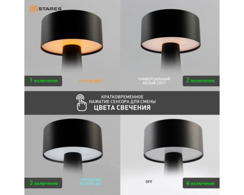 Управляемая настольная лампа DOWN LIGHT 2W R-SENSOR-85X215-BLACK-DC5V/1A-IP20