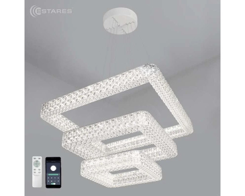 Управляемая светодиодная люстра AKRILIKA 120W 3S-APP-555-CHROME/CLEAR-220-IP20_Ч