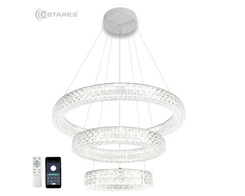Управляемая светодиодная люстра AKRILIKA 120W 3R-APP-600-CHROME/CLEAR-220-IP20_Ч