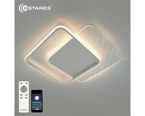 Управляемая светодиодная люстра AMATO 60W 2S-APP-505x505x52-WHITE/WHITE/CLEAR-220-IP20