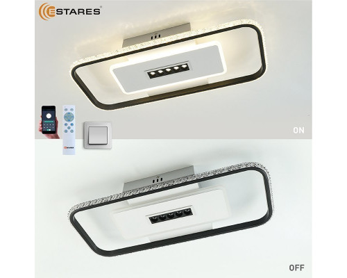 Управляемая светодиодная люстра MOND 65W 5DL 2SL-APP-610x250x60-BLACK/WHITE/CRYSTAL-220-IP20