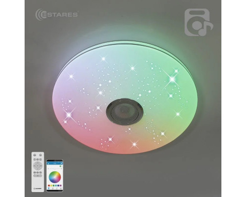 Управляемая светодиодная музыкальная люстра MUSIC RGB 60W R-APP-390-WHITE/CHROME-220-IP20