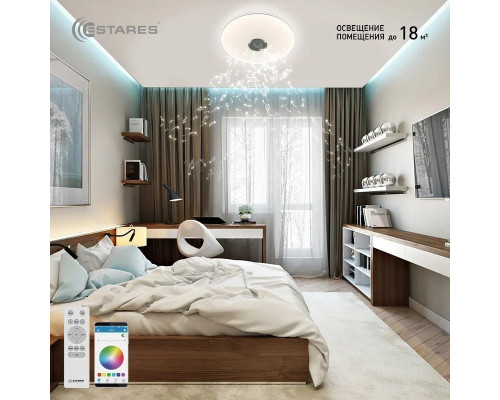 Управляемая светодиодная музыкальная люстра MUSIC RGB 60W R-APP-390-WHITE/CHROME-220-IP20