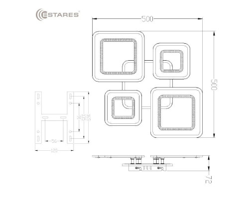 Управляемая светодиодная люстра OVAL DOUBLE RGB 120W 5S-APP-700x500x72-WHITE/WHITE/BULB-220-IP20