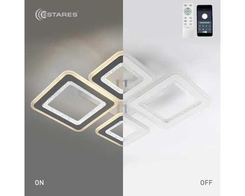 Управляемая светодиодная люстра OVAL DOUBLE RGB 120W 5S-APP-700x500x72-WHITE/WHITE/BULB-220-IP20