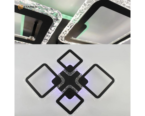 Управляемая светодиодная люстра OVAL ICE RGB 75W 5S-APP-725х500х93-BLACK/CLEAR-220-IP20