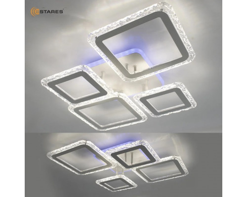 Управляемая светодиодная люстра OVAL ICE RGB 75W 5S-APP-725х500х93-WHITE/CLEAR-220-IP20