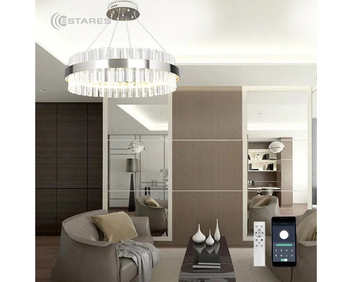 Управляемая светодиодная люстра SOFIA 100W R-APP-500x1100-CHROME/CLEAR-220-IP20_Ч