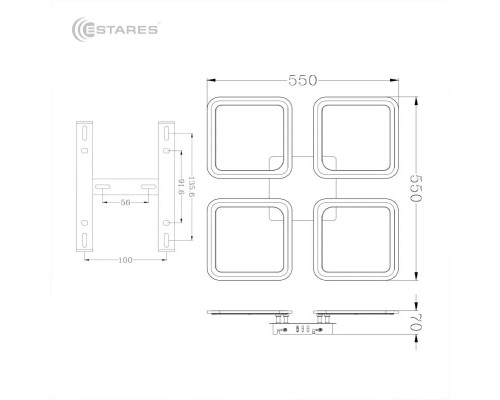 Управляемая светодиодная люстра SONNE 120W 4S-APP-550x550x70-WHITE/WHITE-220-IP20