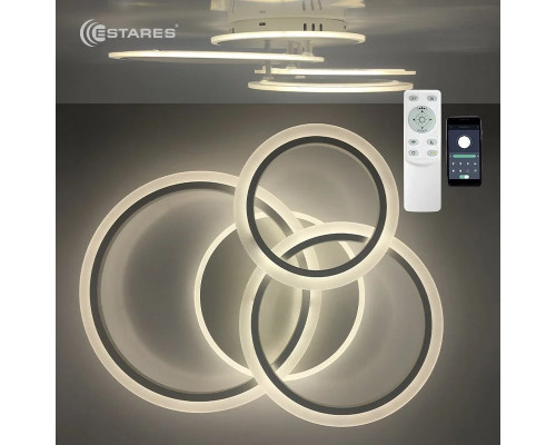 Управляемая светодиодная люстра SONNE 90W 4R-APP-600x530x120-WHITE/WHITE-220-IP20