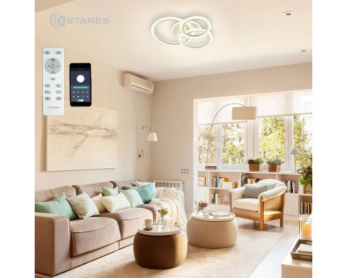 Управляемая светодиодная люстра SONNE 90W 4R-APP-600x530x120-WHITE/WHITE-220-IP20