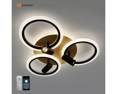 Управляемая светодиодная люстра SONNE downlight 80W 4R-APP-582x115-BLACK/WOOD/WHITE-220-IP20