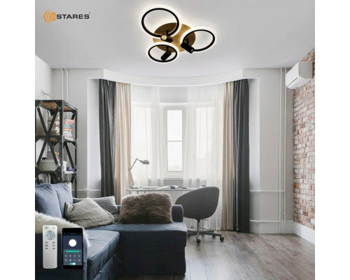 Управляемая светодиодная люстра SONNE downlight 80W 4R-APP-582x115-BLACK/WOOD/WHITE-220-IP20