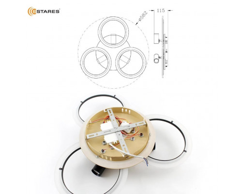 Управляемая светодиодная люстра SONNE downlight 80W 4R-APP-582x115-BLACK/WOOD/WHITE-220-IP20