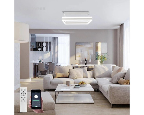Управляемая светодиодная люстра STELLA 100WS-APP-500x500x1200-WHITE/WHITE-220-IP20