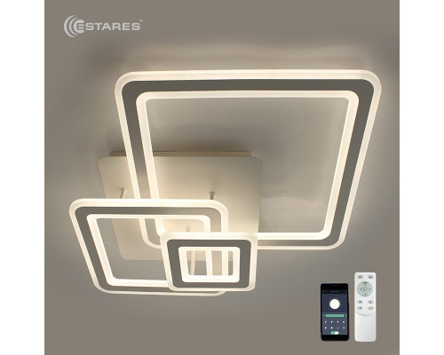 Управляемый светодиодный светильник TRIPLEX SQUARE 124W 3S-APP-596x596x146-WHITE/WHITE-220-IP20