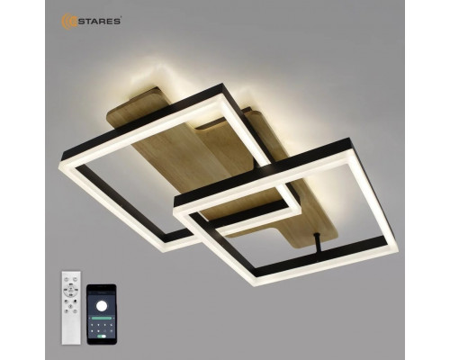 Управляемая светодиодная люстра WOODY LOFT 85W 2S-APP-500x430x135-BLACK/W00D-220-IP20