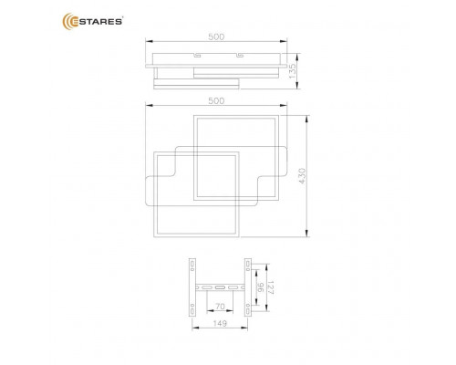 Управляемая светодиодная люстра WOODY LOFT 85W 2S-APP-500x430x135-BLACK/W00D-220-IP20