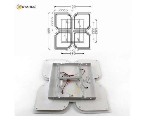 Управляемая светодиодная люстра AERO 70W 4F-ON/OFF- 455x455x57-WHITE/WHITE-220-IP20