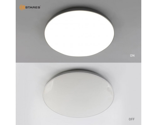 Управляемый светодиодный светильник MOON 50W R-ON/OFF-370x62-WHITE/SILVER-220-IP40