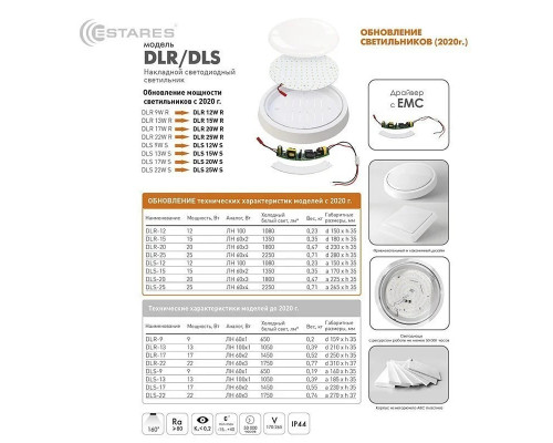 Cветодиодный накладной светильник DLR 12W R-150-CW-WHITE/WHITE-220-IP44