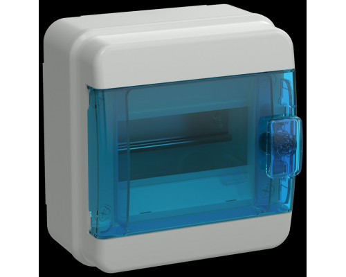 Корпус пластиковый КМПн-6 IP65 синяя прозрачная дверь