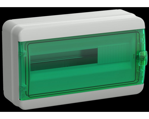 Корпус пластиковый КМПн-18 IP65 зеленая прозрачная дверь