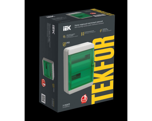 Корпус пластиковый КМПн-24 IP65 зеленая прозрачная дверь