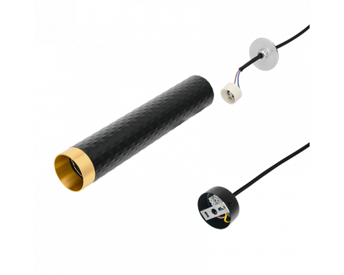 Подвесной светильник WOLTA WSL-GU10/P10BG IP20 под лампу GU10 Чёрный/золото CELLA D55x280 1/20