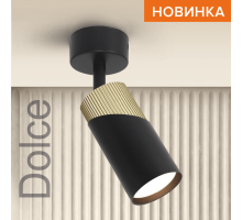 Накладной светильник WOLTA WSL-GU10/S06BG IP20 под лампу GU10 Чёрный/золото DOLCE D60x180 1/50