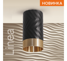 Накладной светильник WOLTA WSL-GU10/09BG IP20 под лампу GU10 Чёрный/золото LINEA D55x100 1/100