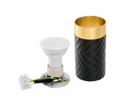 Накладной светильник WOLTA WSL-GU10/09BG IP20 под лампу GU10 Чёрный/золото LINEA D55x100 1/100