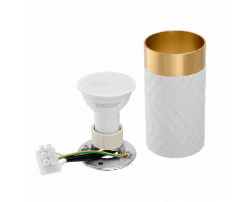 Накладной светильник WOLTA WSL-GU10/09WG IP20 под лампу GU10 Белый/золото LINEA D55x100 1/100