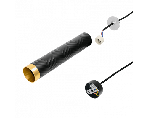 Подвесной светильник WOLTA WSL-GU10/P09BG IP20 под лампу GU10 Чёрный/золото LINEA D55x280 1/20