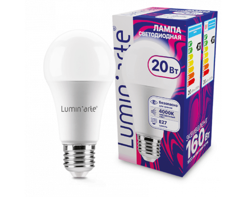 Светодиодная лампа LUMIN'ARTE LSTD-A60-20W4KE27 "Груша" A60 20Вт 1600лм 4000К Е27 1/10/100
