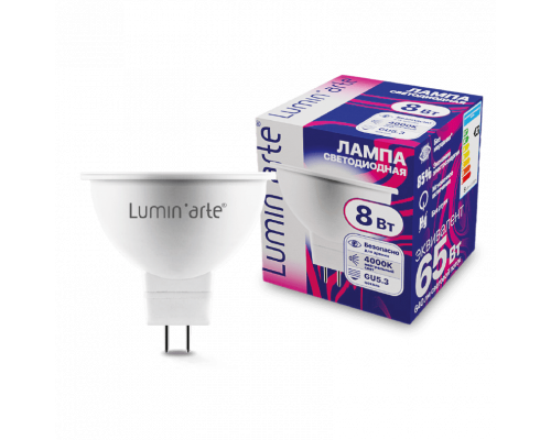 Светодиодная лампа LUMIN'ARTE LSTD-MR16-8W4KGU5.3 MR16 8Вт 640лм 4000К GU5.3 1/10/100