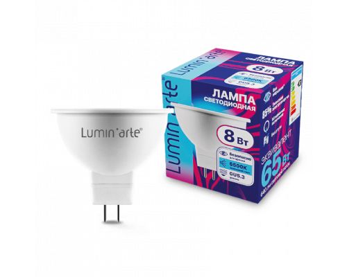 Светодиодная лампа LUMIN'ARTE LSTD-MR16-8W6KGU5.3 MR16 8Вт 640лм 6500К GU5.3 1/10/100