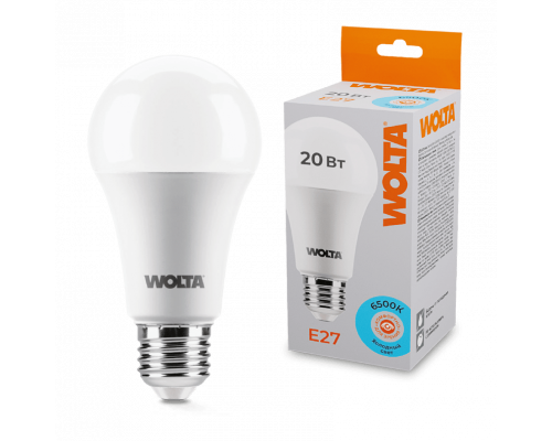Светодиодная лампа WOLTA 25W65BL20E27 "Груша" A65 20Вт 1650лм 6500К Е27 1/50