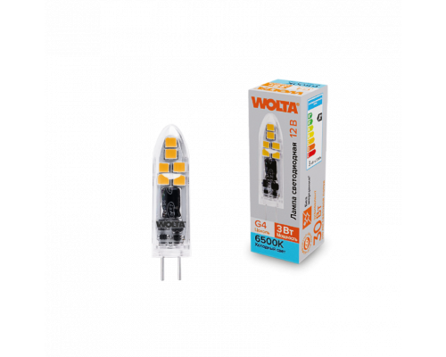 Светодиодная лампа WOLTA WSTD-JC-12V3W6KG4-P (пластик) "Капсульная" JC 3Вт 240лм 6500K G4 1/10/100/1000