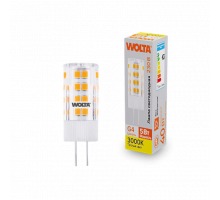 Светодиодная лампа WOLTA WSTD-JC-220V5W3KG4-C (керамика) "Капсульная" JC 5Вт 460лм 3000K G4 1/10/100/1000