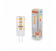 Светодиодная лампа WOLTA WSTD-JC-220V5W4KG4-C (керамика) "Капсульная" JC 5Вт 460лм 4000K G4 1/10/100/1000