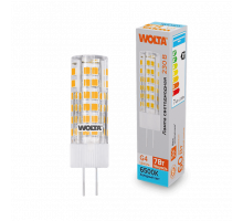 Светодиодная лампа WOLTA WSTD-JC-220V7W6KG4-C (керамика) "Капсульная" JC 7Вт 600лм 6500K G4 1/10/100/1000